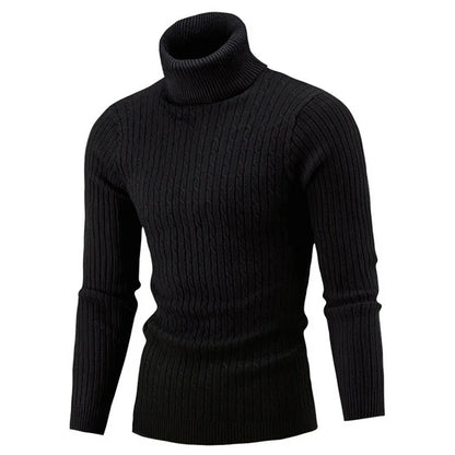 maoxiangshop Autumn Winter Men's Warm Sweater Long Sleeve Turtleneck Sweater Retro Knitted Sweater Pullover Sweater