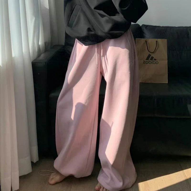maoxiangshop  -  Women Streetwear Oversized Black Joggers Harajuku Hip Hop Wide Leg Pants Winter Korean Thick Baggy Trousers