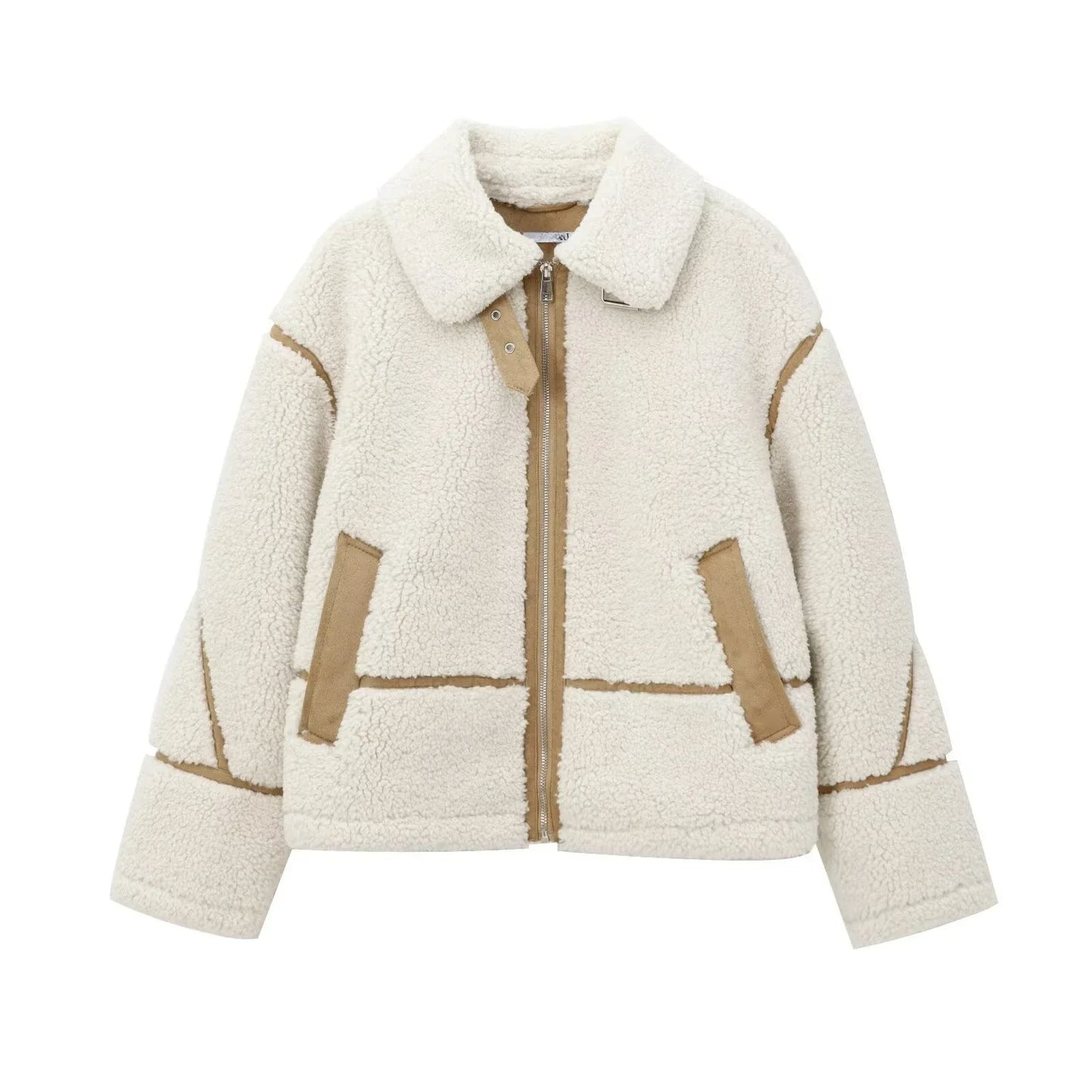 maoxiangshop  -  Suninheart Fashion Winter Warm Lambwool Jacket Women Long Sleeve Zipper Jackets Coat Female Autumn Casual Lapel Coat