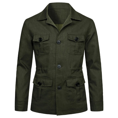 maoxiangshop New Spring Linen Jacket Men Multiple Pockets Cargo Jacket Male Fashion Casual Button Coat Plus Size 5XL