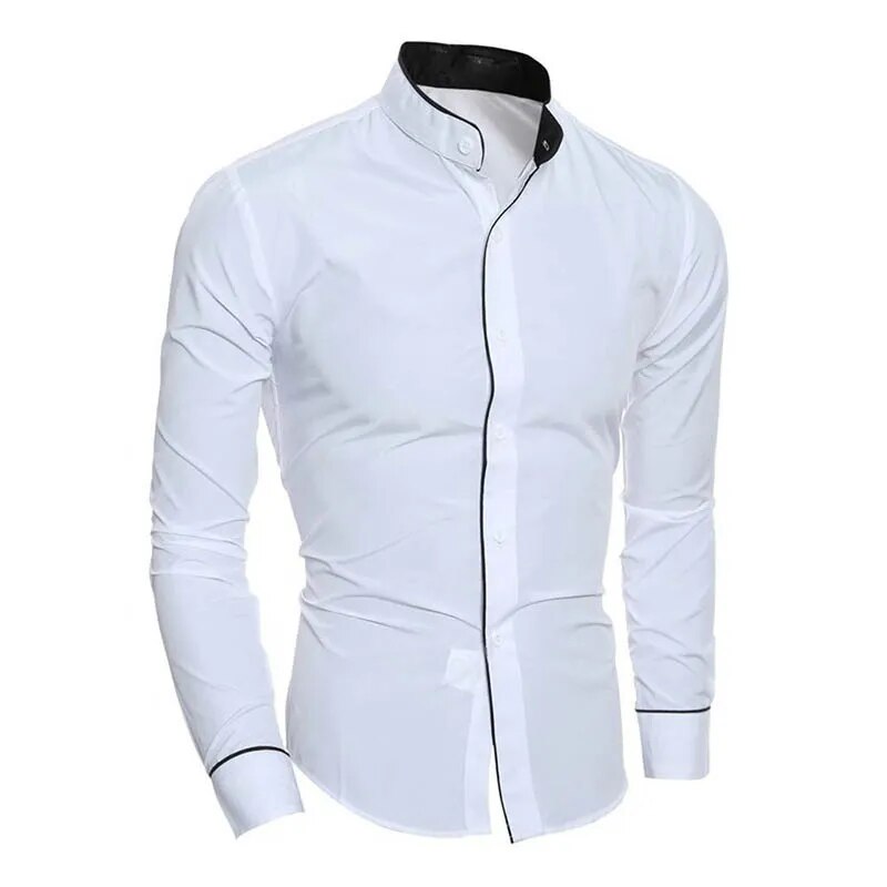 maoxiangshop Men Luxury Casual Formal Shirt Slim Fit Long Sleeve White Shirt Male Comfortable Social Dress Shirts Brand Mens Clothing