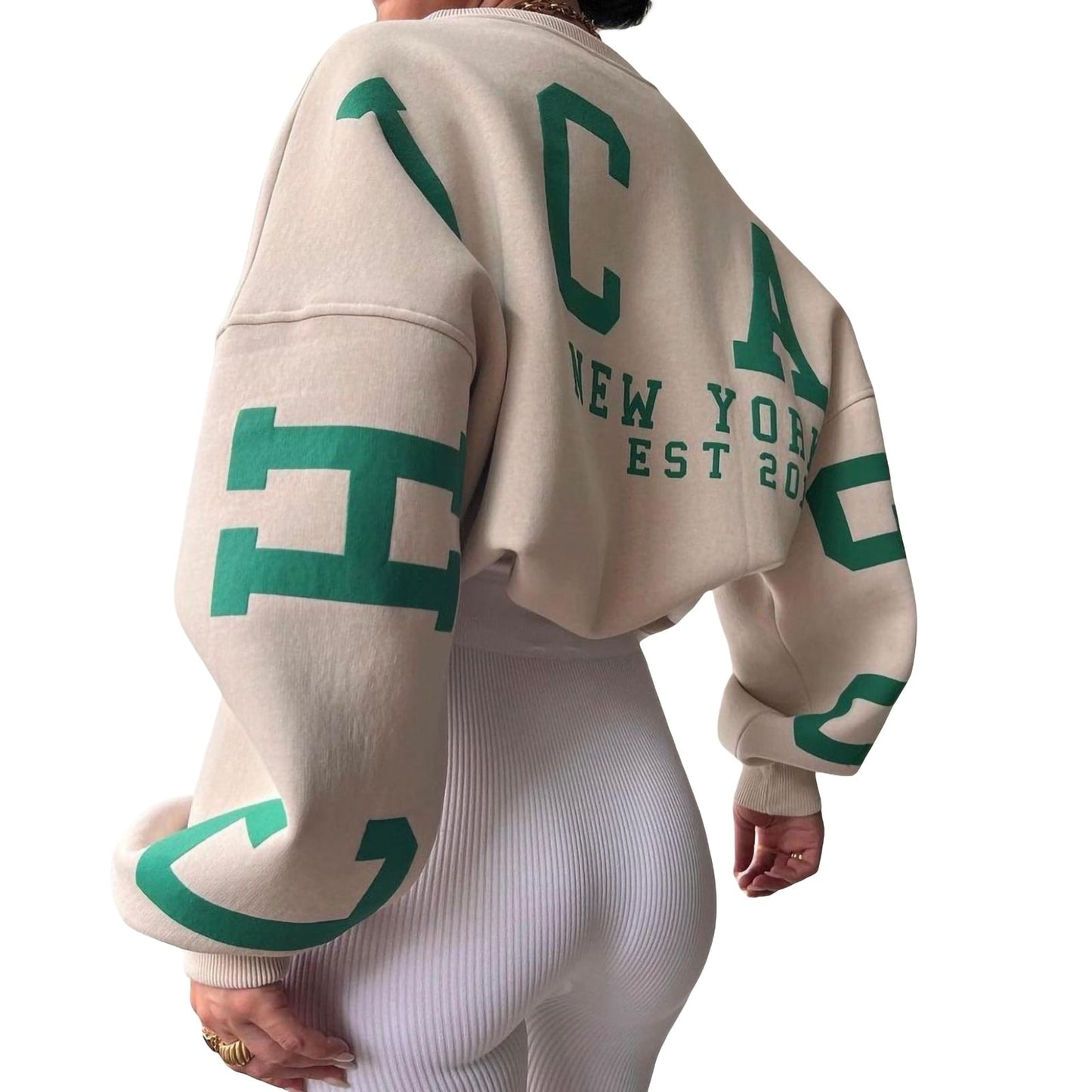 Combhasaki Women Y2K Grunge Loose Pullover Sweatshirts Letter Print Casual Thickened Long Sleeve Tops Autumn Hoodie Streetwear
