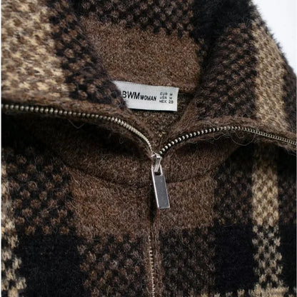maoxiangshop  -  Vintage Knitted Sweater Jacket Woman Single Breasted Lapel Pocket Casual Thicken Coat 2024 Autumn Lady High Street Warm Outwear