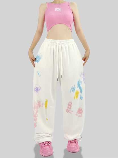 maoxiangshopY2K Streetwear Sweatpants Women Korean Fashion Graffiti Wide Leg Sports Pants Oversize Kpop Hip Hop Jogging Trousers Femmes