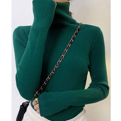 maoxiangshop Women Fall Turtleneck Sweater Knitted Soft Pullovers Cashmere Jumpers Basic Soft Sweaters For Women Autumn Winter