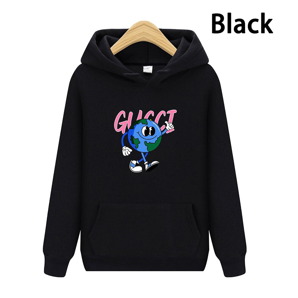 Earth Pattern Print Hoodies Autumn Winter Women's Fashion Versatile Multicolor O-Neck Sweatshirts Sweet Lovely Loose Fleece Tops
