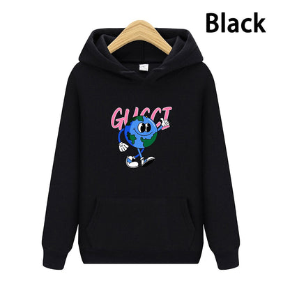 Earth Pattern Print Hoodies Autumn Winter Women's Fashion Versatile Multicolor O-Neck Sweatshirts Sweet Lovely Loose Fleece Tops