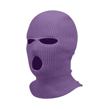 maoxiangshop Winter men's face mask, warm hood, sports scarf, skiing hat, three hole wool hat, outdoor cycling knitted pullover hat