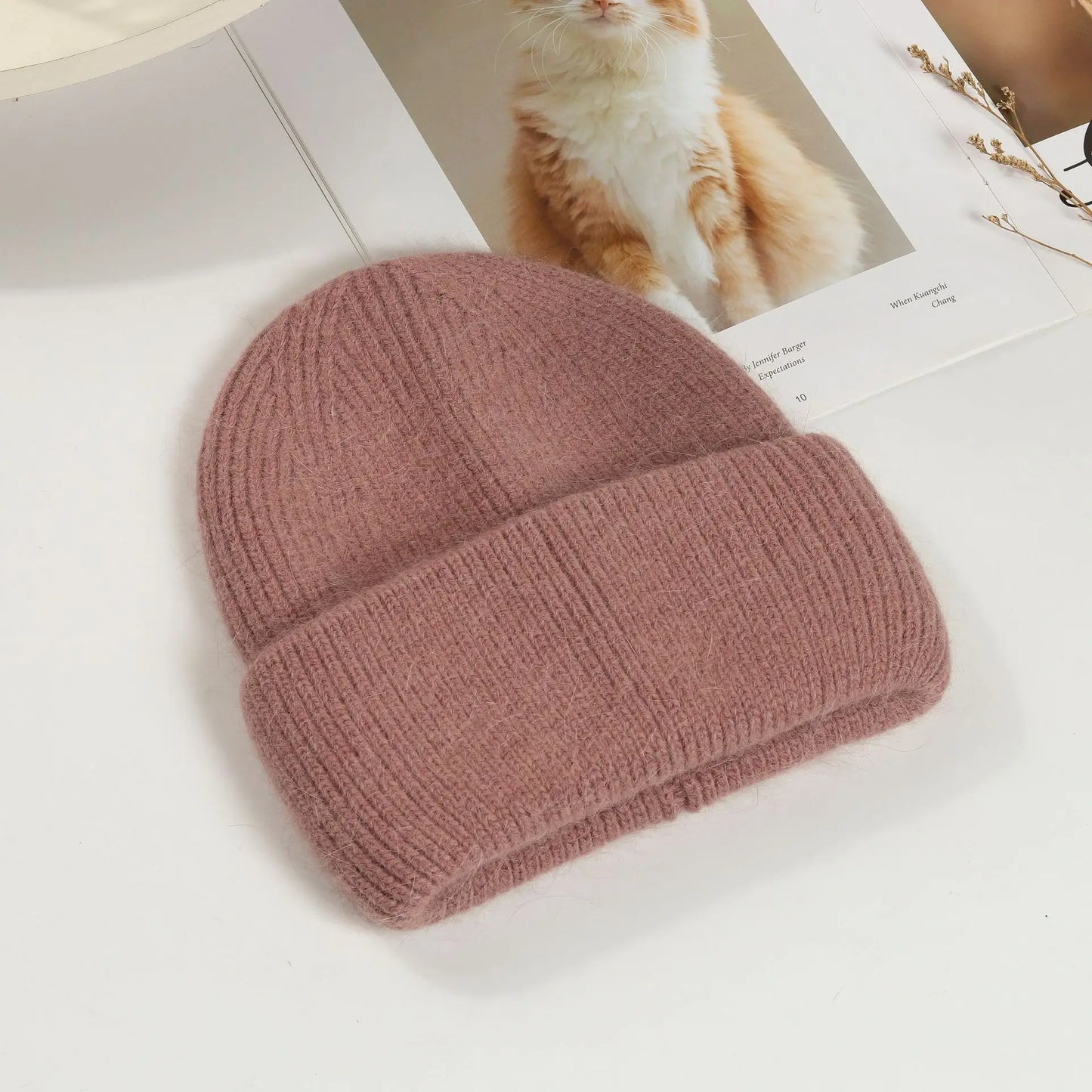 maoxiangshop Winter Hat Real Rabbit Fur Winter Hats For Women Fashion Warm Beanie Hats Women Solid Adult Cover Head Cap