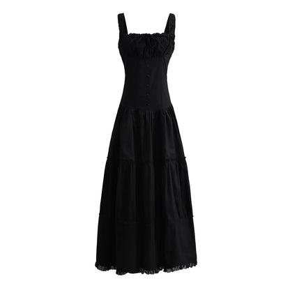 maoxiangshop Bowknot White Summer Women's Dress Elegant Tank Beach Long Sundress Vestidos Sleeveless Holiday Chic Black Slim Maxi Dress 2024