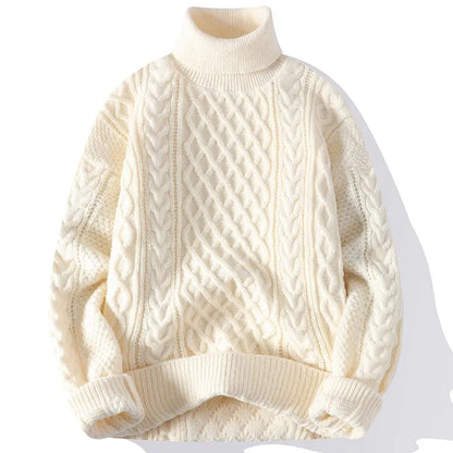 maoxiangshop High Quality Mens Turtleneck Sweaters Pullover Solid Color Knitted Sweater Men Casual Pullovers Autumn Winter Warm Knitwear Man