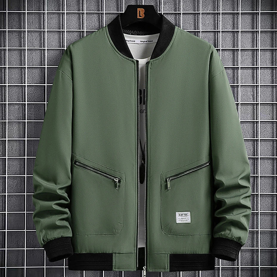 maoxiangshop New Spring Jackets Men Baseball Jacket Fashion Casual Coat Jacket Plus Size 6XL 8XL Outdoor Outerwear Solid Color