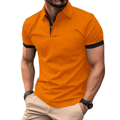 maoxiangshop Summer Men Polo Shirts Men Short Sleeve Shirt Contrast Color Lightweight Streetwear Casual  Lapel Collar Tops