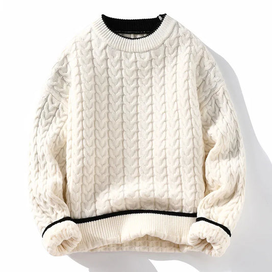 maoxiangshop Winter Thick Warm Sweater Men O Neck Knitted Pullovers Fashion Loose Mens Knitwear Casual Sweaters Couple Knitting Pullover