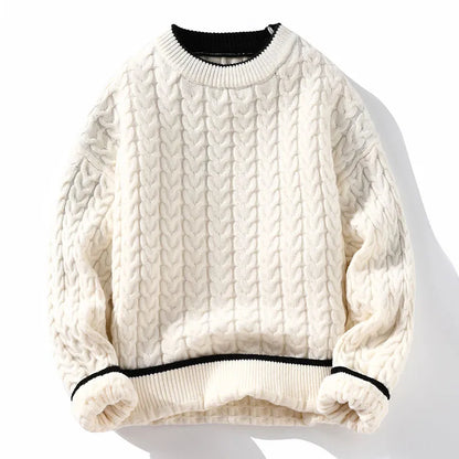 maoxiangshop Winter Thick Warm Sweater Men O Neck Knitted Pullovers Fashion Loose Mens Knitwear Casual Sweaters Couple Knitting Pullover