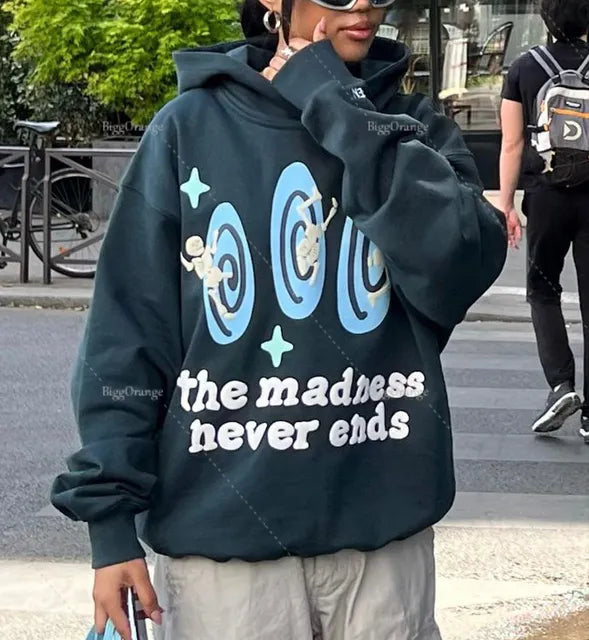 maoxiangshop Harajuku 3D Skull Puff Print Hoodies Oversized Streetwear Men High Quality Cotton Liner Sweatshirt Top Women Couples Y2k Clothes