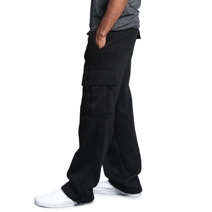maoxiangshop Mens Sweatpants Straight Fit Joggers for Sports and Streetwear Loose Oversized Drawstring Long Pants Men Multi-pocket Pants