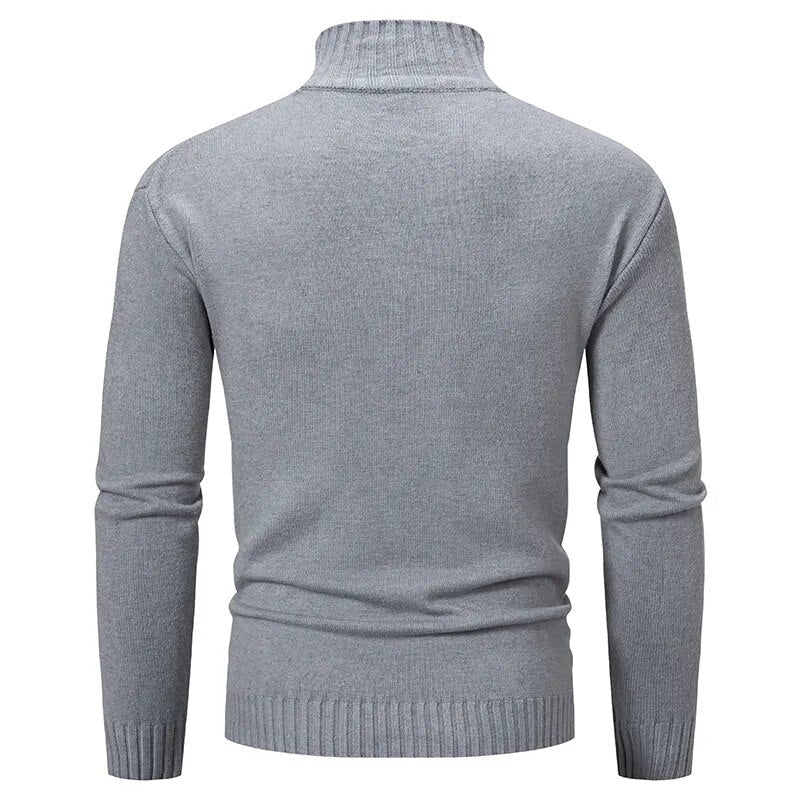 maoxiangshop Autumn Winter Men’s Mock Neck Pullovers Knitted Sweater Solid Color Slim Fit Fashion Pullover Sweater Men Casual Clothing
