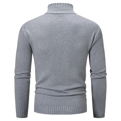 maoxiangshop Autumn Winter Men’s Mock Neck Pullovers Knitted Sweater Solid Color Slim Fit Fashion Pullover Sweater Men Casual Clothing