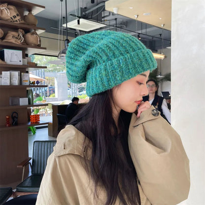 maoxiangshop Winter Unisex Wool Hat Loose Big Head Circumference Knitted Hats Women's Korean Warm Oversized Skullies Beanies Christmas Gift