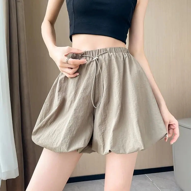 maoxiangshop Lantern Shorts Women Fashion Simple Leisure High Waist All-match Pockets Hot Fit Summer Female Streetwear Students Youth Ladies