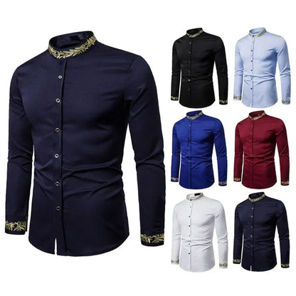maoxiangshop 2024 Men's Summer Casual Long Sleeve Shirts Slim Fit Turn Down Collar Shirts Formal Office Business Shirts for Men Tops Big Size