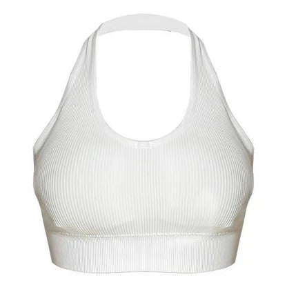 Fashion Sexy Halter Backless Bra Camisole for Women Wire Free Sport Bra Top Suspenders Solid Crop Tops Shockproof Vest Lingerie