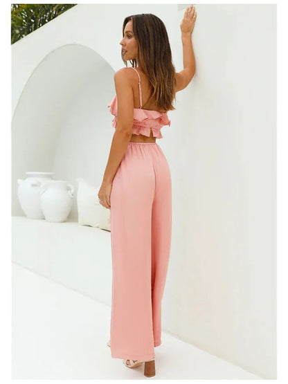 maoxiangshop  -  Spring Summer Women's 2024 New Elegant Satin Feeling Loose Trousers Cute Lady Fashion Drawstring Waist Straight Pink Long Pants