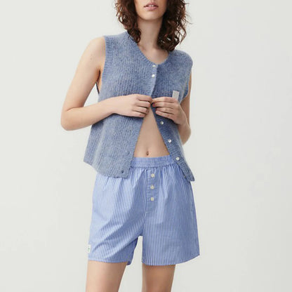 maoxiangshop  -  Women's Y2K Cute Knitted Tank Tops Casual Summer Solid Color Button-up Front Basic Sleeveless Aesthetic Sweater Vest