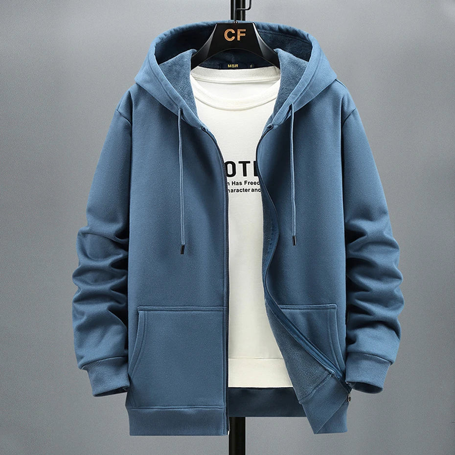 maoxiangshop Plus Size 10XL 12XL Hoodie Men Autumn Winter Fleece Hoodies Solid Color Jacket Hoodies Big Size 12XL Blue Black Red Grey