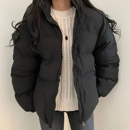 maoxiangshop Winter Parka Jacket Women Basic Warm Black Overcoat Female Korean Style Casual Beige Padded Autumn Puffer Coat Clothing