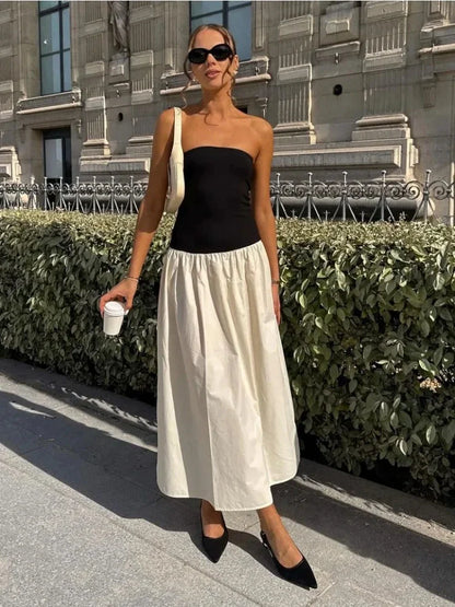 Summer Fashion Pleated Mini Dress For Women Backless Patchwork Slim Contrast Elegant Party Dress Female Mini Dress 2024