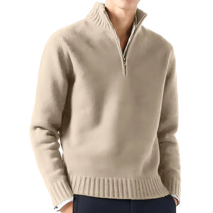 maoxiangshop New Men Long Sleeved Turtlenecks Sweaters Knitted Solid Color Streetwear oversized Breathable half zipper coats Basic Warm coats
