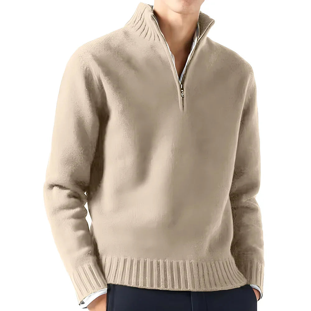 maoxiangshop New Men Long Sleeved Turtlenecks Sweaters Knitted Solid Color Streetwear oversized Breathable half zipper coats Basic Warm coats