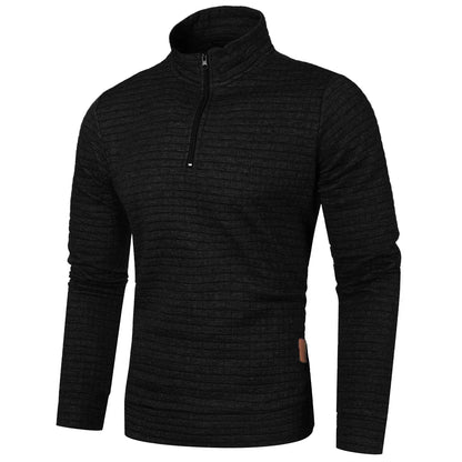 maoxiangshop Autum Men's Solid Color Sweatshirt New Oversize Half Zipper Pullover Warm Sweater Jogger Sport Tops