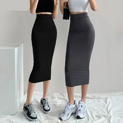 maoxiangshop Midi Pencil Skirts Women Slim Elastic Hotsweet European Style Fashionable Summer High Waist All-match Streetwear Young Sexy Lady