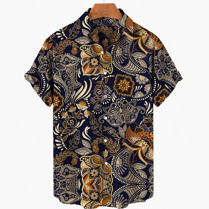 maoxiangshop Short Sleeve Leopard Men's Shirts For Man Clothing Hawaiian Fashion 3D Print Thin Lapel Floral Casual Oversized Imported Camisa