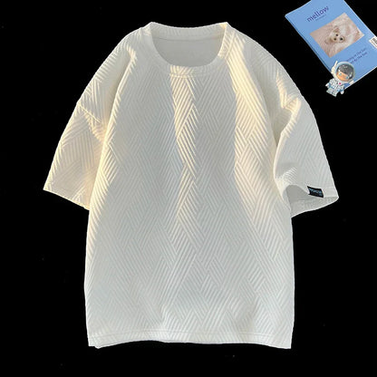 maoxiangshop New Summer Men's Fashion T Shirt Korean Mens Oversized Hip Hop Short Sleeve Loose T Shirts 2024 Mens Streetwear Casual Top Tees