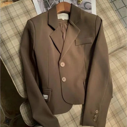 maoxiangshop  -  British Style Short Suit Jacket For Women'S Autumn And Winter New Design Sense, College Style Versatile Casual Small Suit