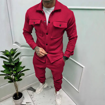 maoxiangshop New Casual Long Sleeve Coat Set Heavy Duty Workwear Shirt Set Vintage Shirt Men's Spring and Autumn