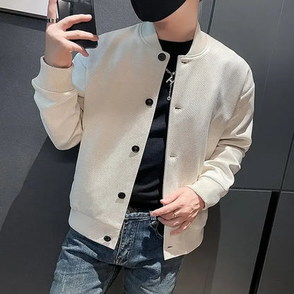 maoxiangshop High-Quality Male Bomber Casual JacKet Men's Autumn and Spring Outdoor Solid Color Jacket Sportswear Men's Jacket