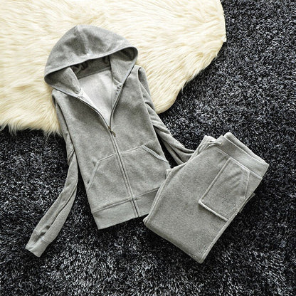 maoxiangshop 1:1 Top Quality Original Juicy Corture Tracksuit Woman Velvet Crop Female Suits Sweatshirt and Pants Set Sportswear Hoodies Suit