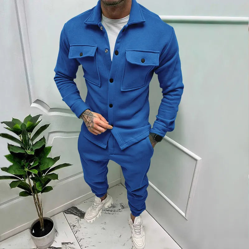 maoxiangshop New Casual Long Sleeve Coat Set Heavy Duty Workwear Shirt Set Vintage Shirt Men's Spring and Autumn
