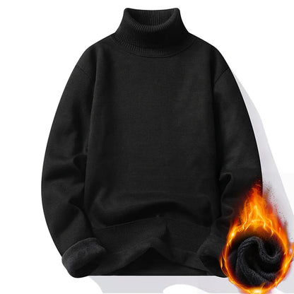 maoxiangshop Autumn Winter Men's Turtleneck Sweater Men's Knitting Pullovers Rollneck Knitted Sweater Warm Men Jumper Slim Fit Casual Sweater