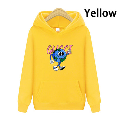 Earth Pattern Print Hoodies Autumn Winter Women's Fashion Versatile Multicolor O-Neck Sweatshirts Sweet Lovely Loose Fleece Tops