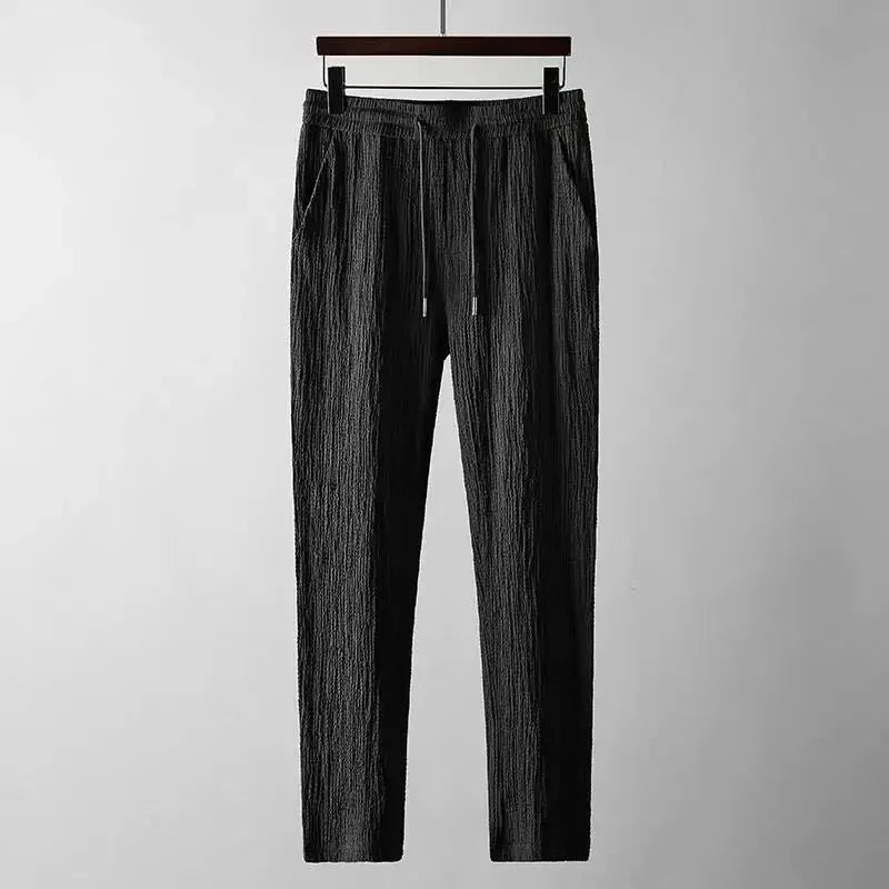 maoxiangshop Leisure Set for Men New Summer Thin Sports Set for Men Fashion Short Sleeve Long Pants Trend Light Luxury