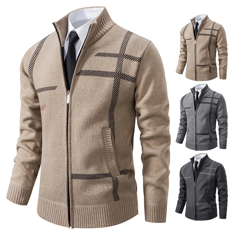 maoxiangshop New Spring and Autumn Cardigan Men's Knitwear Trend Stand-up Shirt Casual Coat Men's Wear
