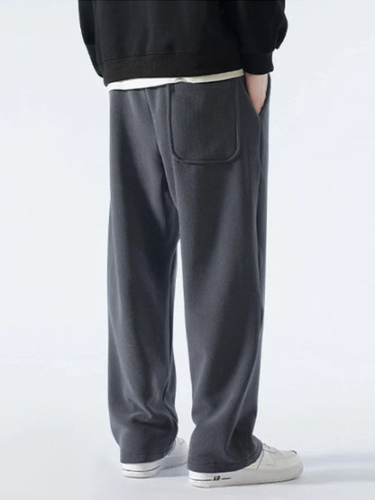 maoxiangshop Winter Thick Fleece Warm Sweatpants Men Streetwear Wide-Leg Straight Loose Track Pants Male Casual Thermal Velvet Trousers