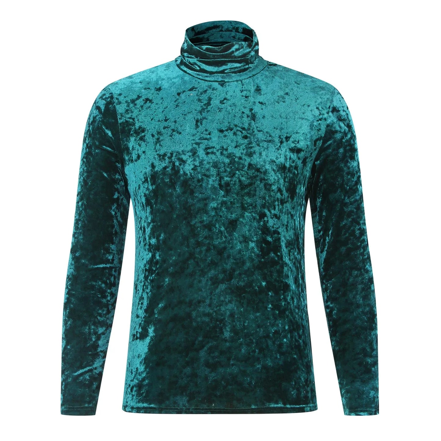 maoxiangshop New Long Sleeved Solid Color Tight Fitting T-Shirt, European and American Autumn and Winter Men's High Neck Velvet Base Sweater