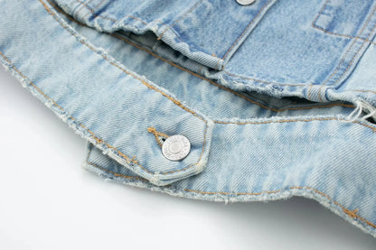 maoxiangshop  -  Denim Jacket Women Fashion Lapel Single Breasted Blue Bomber Jackets Female Spring Autumn Streetwear Loose Short Coat Tops
